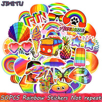 50 PCS Rainbow Anime Sticker Cute VSCO Girl DIY Graffiti Stickers for Water Bottle Laptop Luggage Tablet Skateboard Guitar Phone