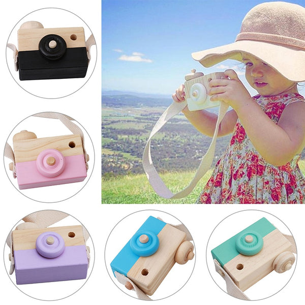 Portable Wood Safe Baby Kids Playing House Photo Props Wooden Camera Toy Birthday Christmas Gift Children Room Decor