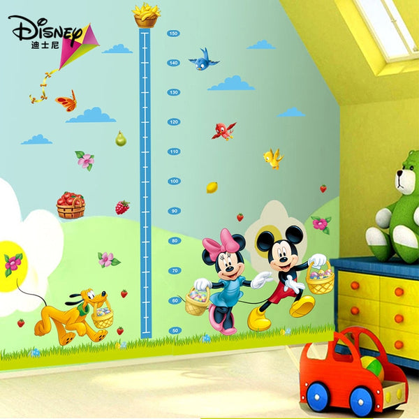 Disney stickers cartoon mickey mouse minnie dog birds kids baby nursery bedroom wall sticker height measure growth chat decor