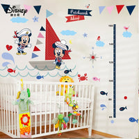 Disney stickers cartoon mickey mouse minnie dog birds kids baby nursery bedroom wall sticker height measure growth chat decor