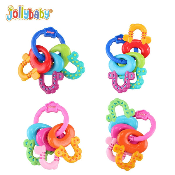 Jollybaby Baby Rattle Multiple Textures Keys Chain Teether Teething Beads Loop Toys for Children 0-1 Year Gift Hand Easy Grip