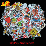 100 pcs/pack Classic Fashion Style Graffiti Stickers For Moto car & suitcase cool laptop stickers Skateboard sticker